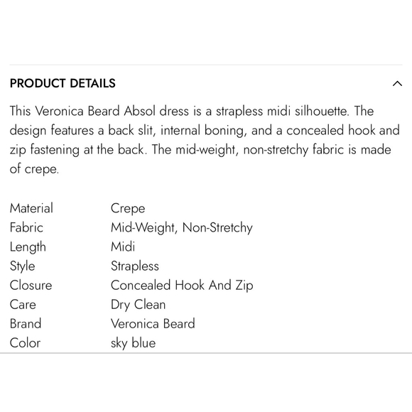 NWT Veronica Beard Strapless Midi Dress in Light Blue 10 - Picture 6 of 6